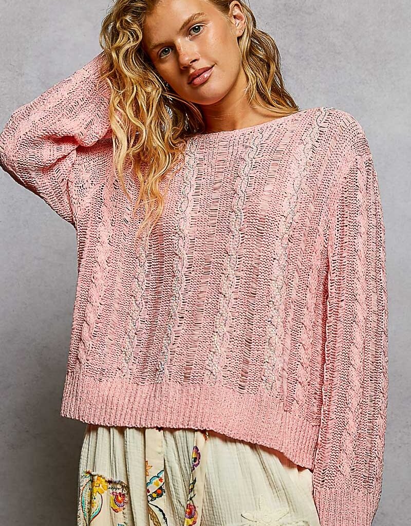 Lightweight Cable Knit Summer Sweater