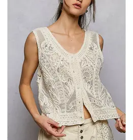 Pearl Embroidery Sequins Crocheted Vest