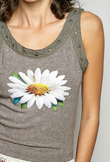 Washed Stud Sleeveless Top