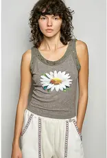 Washed Stud Sleeveless Top