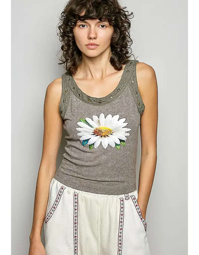 Washed Stud Sleeveless Top