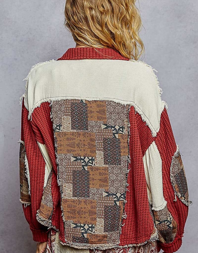 Patchwork Paisley Cropped Knit Jacket