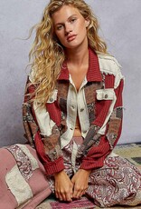 Patchwork Paisley Cropped Knit Jacket