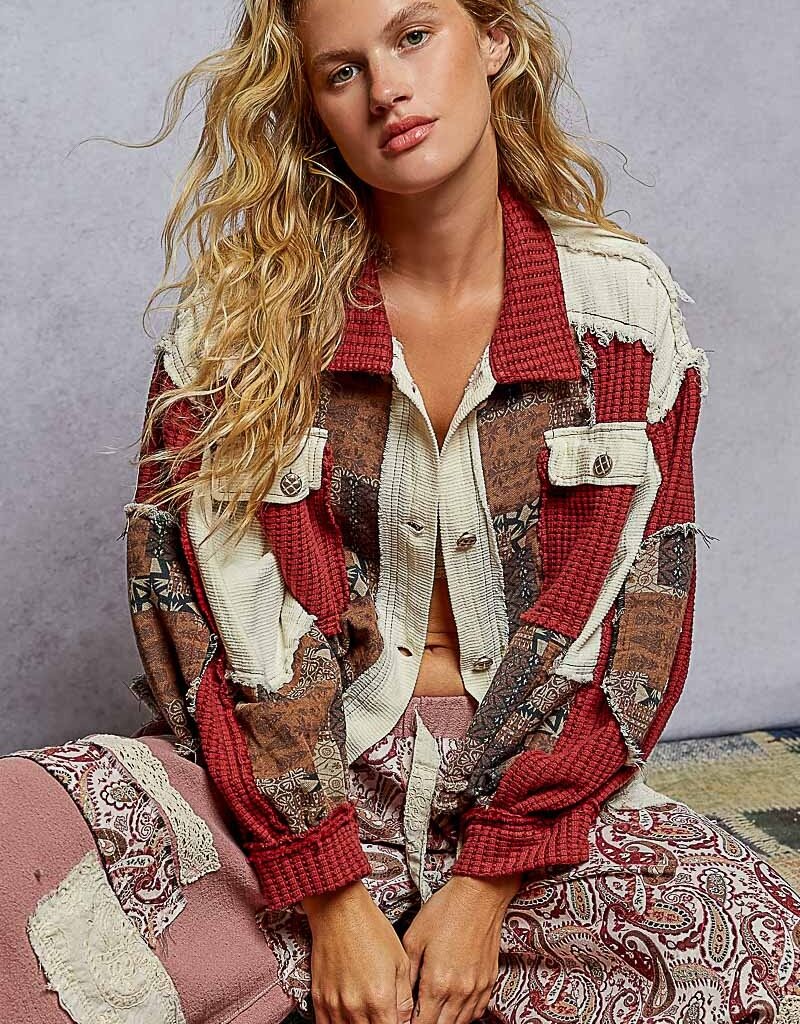 Patchwork Paisley Cropped Knit Jacket