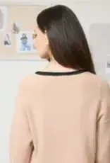 Contrast Scallop Trim Knit Pullover Sweater