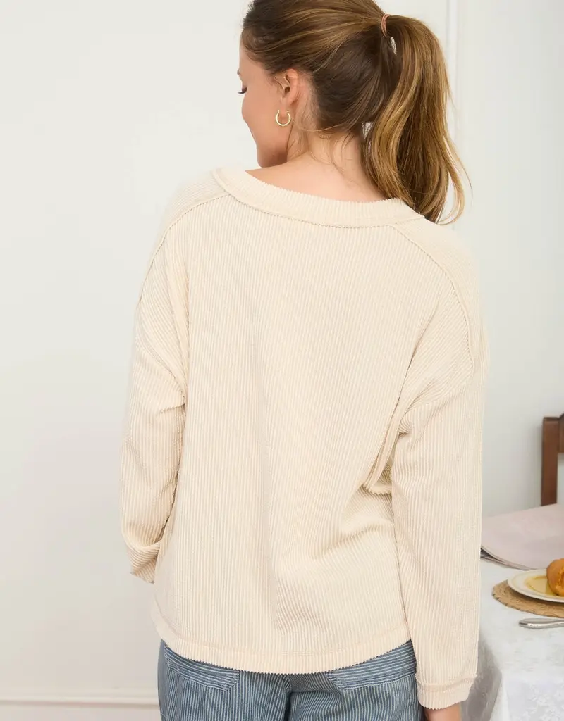 Ribbed Long Sleeve Knit Top