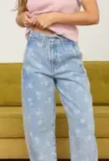 Dandelion Print Drawstring Waist Jeans