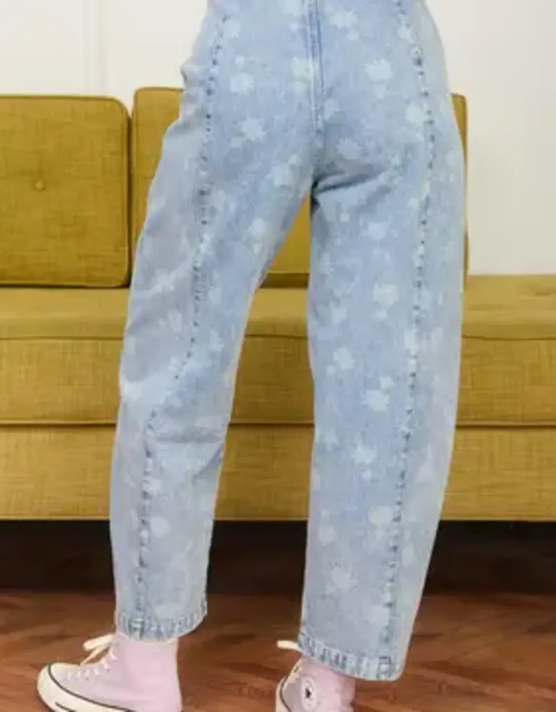 Dandelion Print Drawstring Waist Jeans