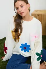 Crochet Floral Detail Light Weigh Sweater