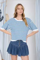 Short Sleeve Stripe Knit Top