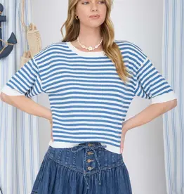 Short Sleeve Stripe Knit Top