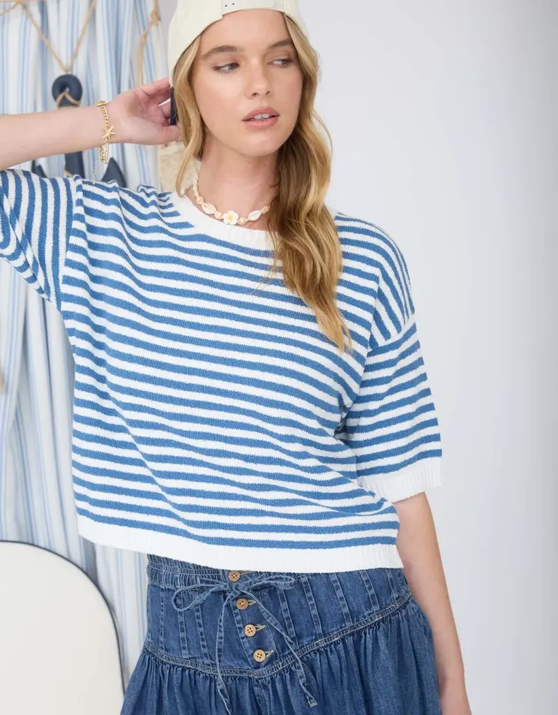 Short Sleeve Stripe Knit Top