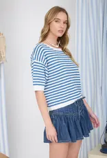 Short Sleeve Stripe Knit Top