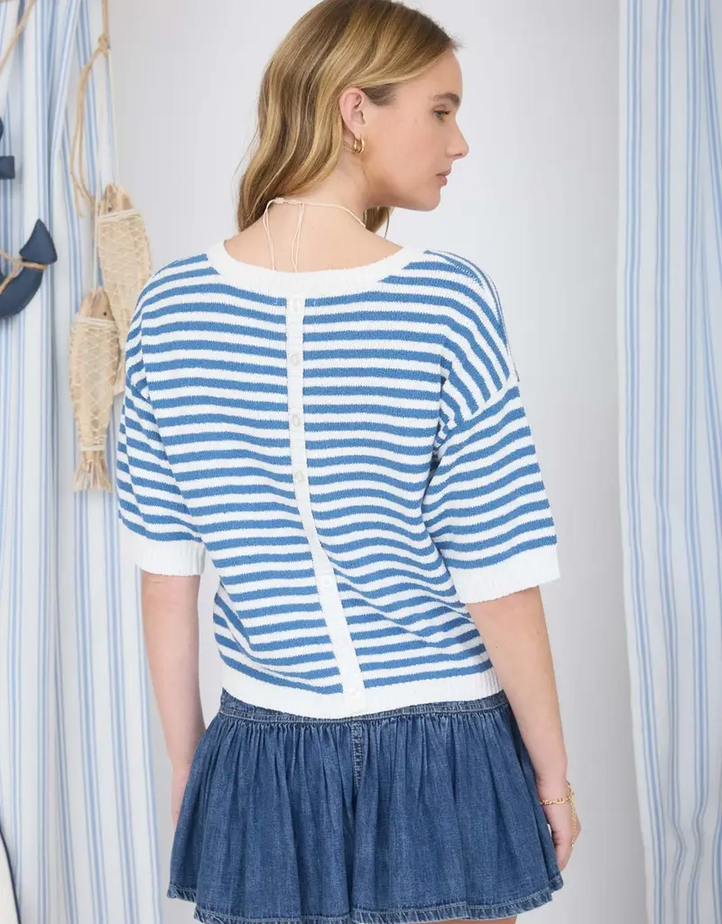 Short Sleeve Stripe Knit Top