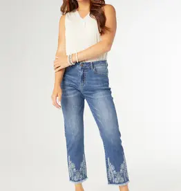 Bamboo Soft Straight Crop Floral Embroidery