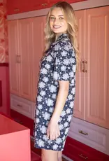 Ruffled V-Neck with Floral Embroidered