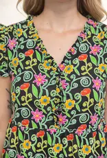 Ruffled V Neck Tiered Floral Print Dress