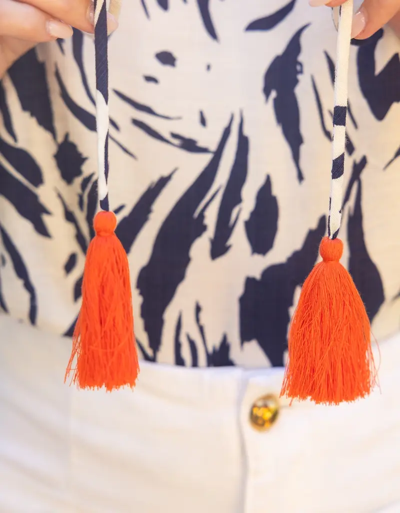 Smocked Neck and Shoulder Detail Printed Top