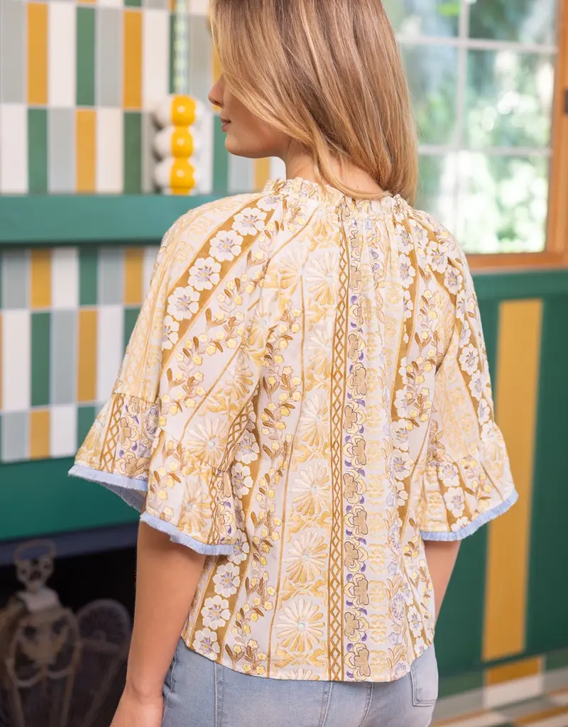 Fringed Tassel Floral Embroidery Top