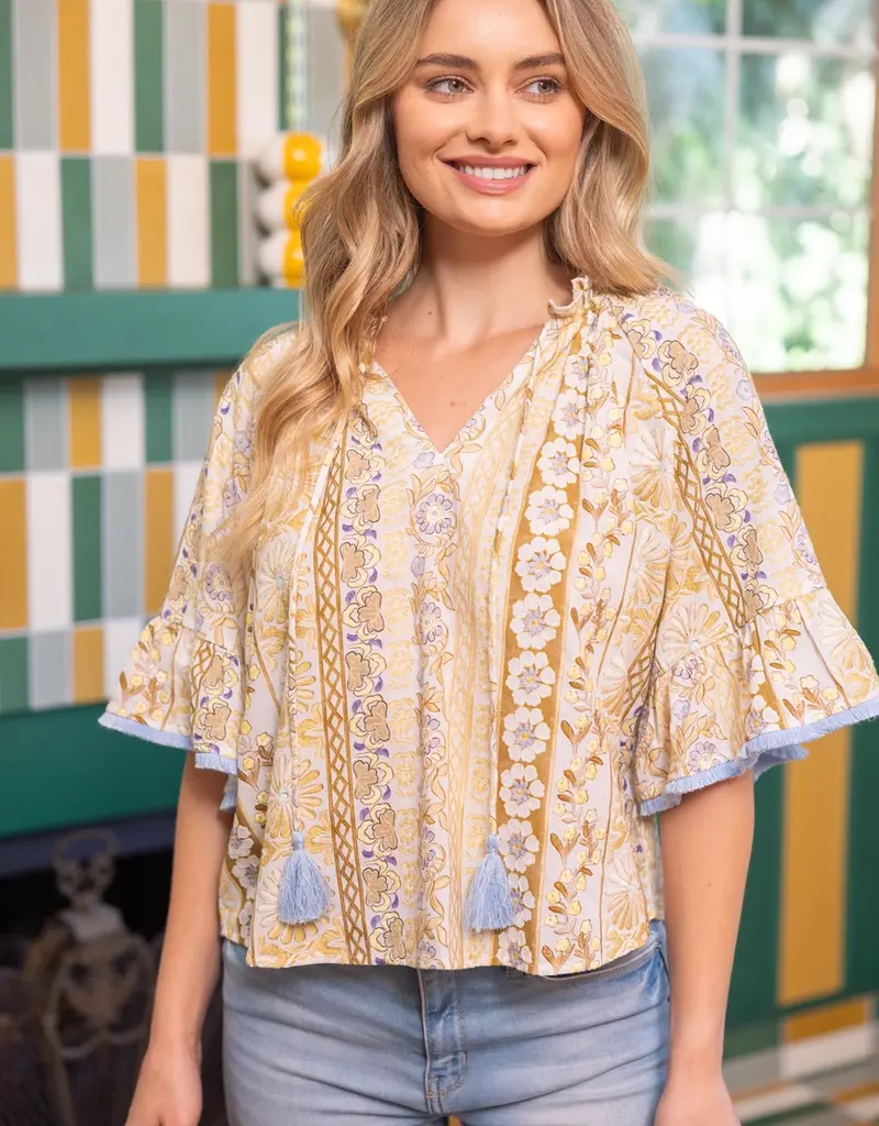 Fringed Tassel Floral Embroidery Top