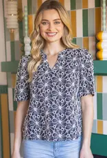 Back Bow Detailed Floral Embroidered Top