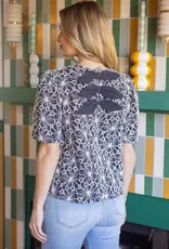 Back Bow Detailed Floral Embroidered Top