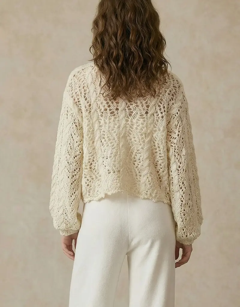 Floral Crochet Cardigan with Button Closure