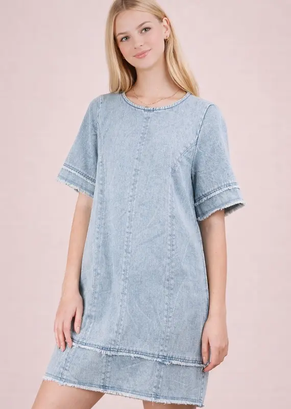 Washed Denim Shift Dress