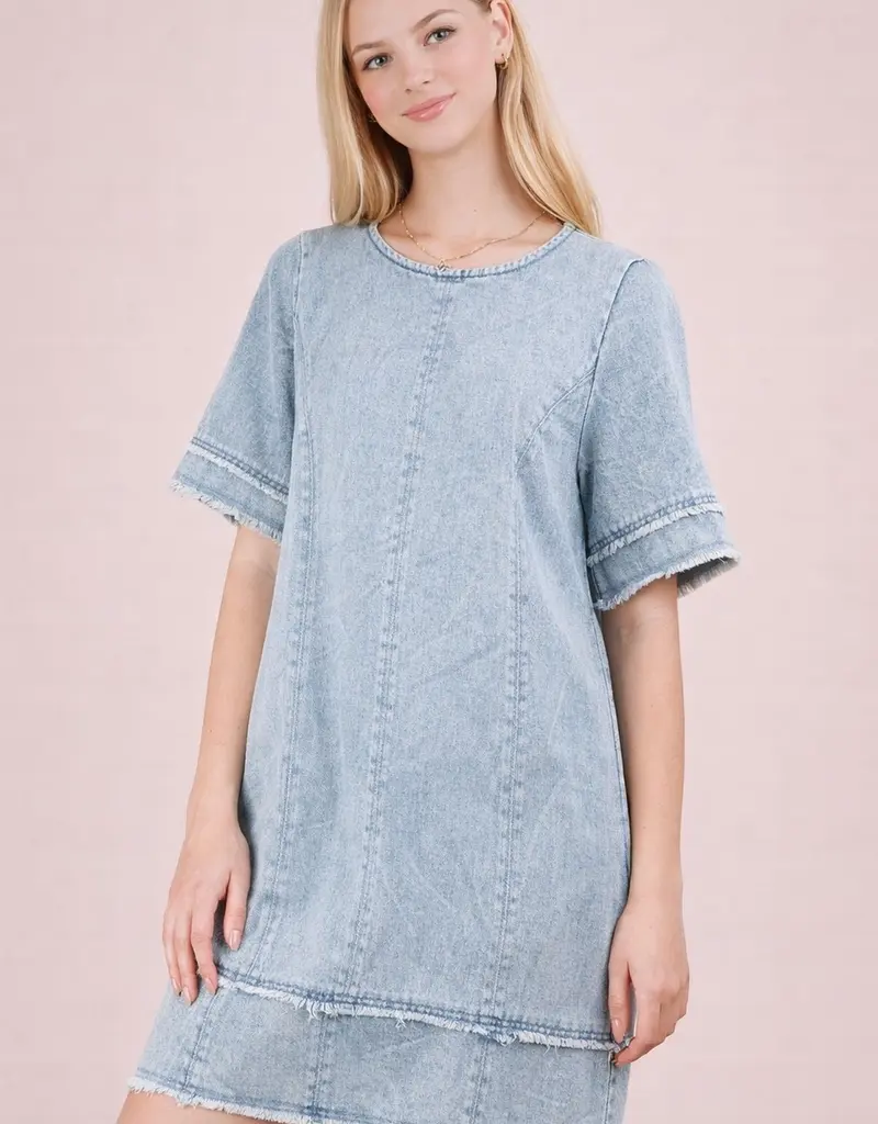 Washed Denim Shift Dress