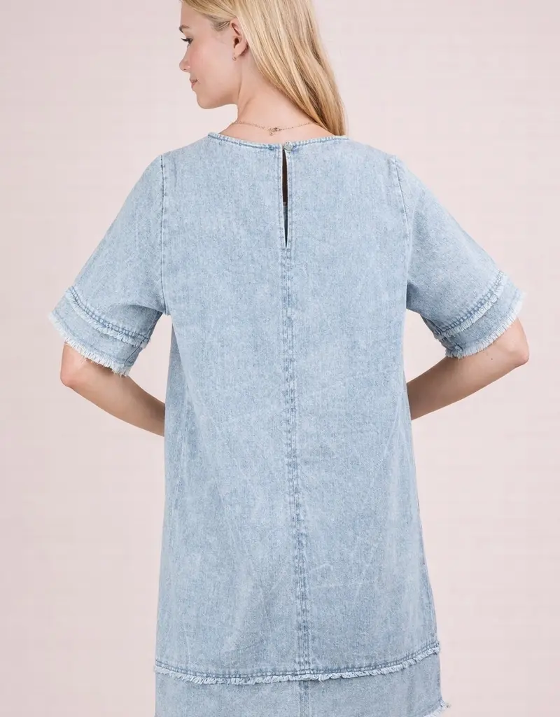 Washed Denim Shift Dress
