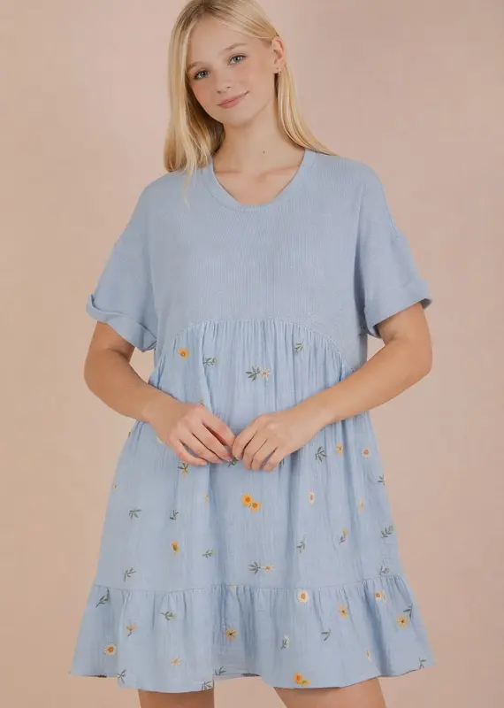 Floral Embroidered Knit Dress