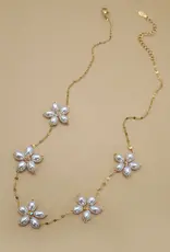 18K Stainless Steel Tarnish Pearl Flower Necklace
