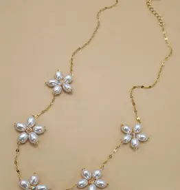 18K Stainless Steel Tarnish Pearl Flower Necklace