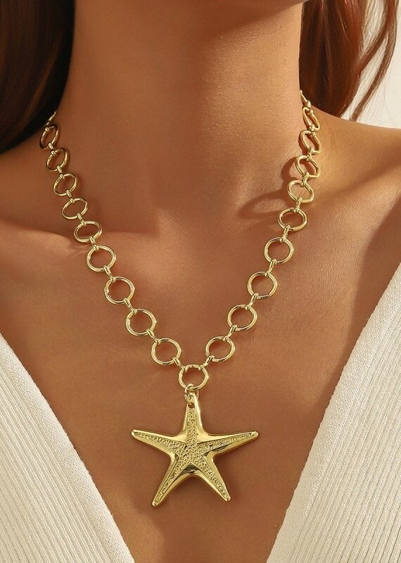 Puffy Star Chunky Chain Statement Necklace