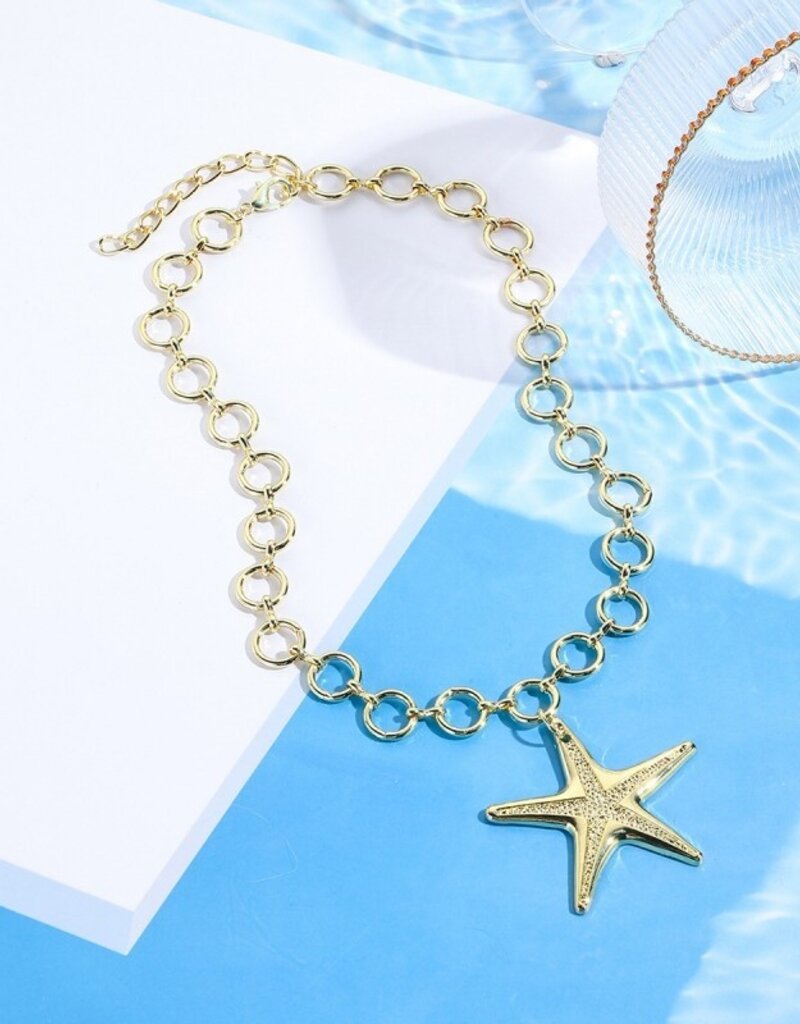 Puffy Star Chunky Chain Statement Necklace