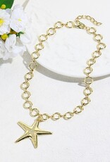 Puffy Star Chunky Chain Statement Necklace
