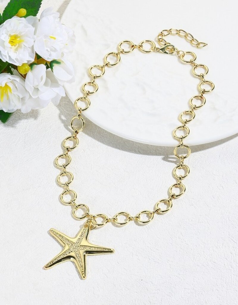 Puffy Star Chunky Chain Statement Necklace