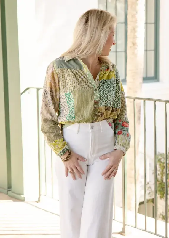 Green Meadows Patchwork Blouse