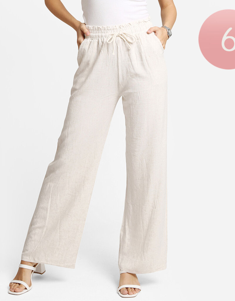 Linen Wide Leg Pant With Tie Waist