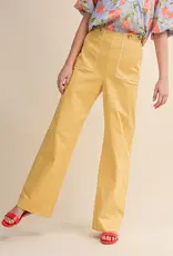 Hannah Wide Leg Pants with Contrast Stitching