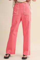 Hannah Wide Leg Pants with Contrast Stitching