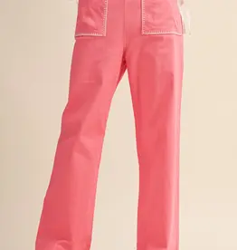 Hannah Wide Leg Pants with Contrast Stitching