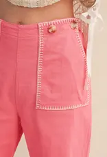 Hannah Wide Leg Pants with Contrast Stitching