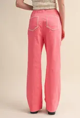 Hannah Wide Leg Pants with Contrast Stitching