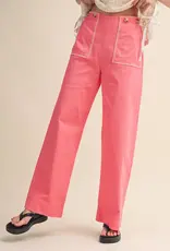 Hannah Wide Leg Pants with Contrast Stitching