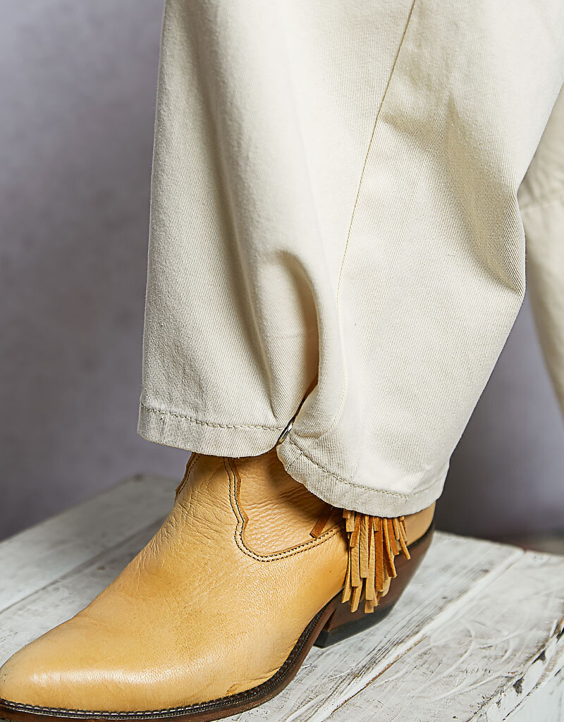 Twill Denim Patchwork Straight Pants