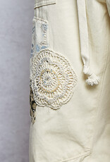 Twill Denim Patchwork Straight Pants