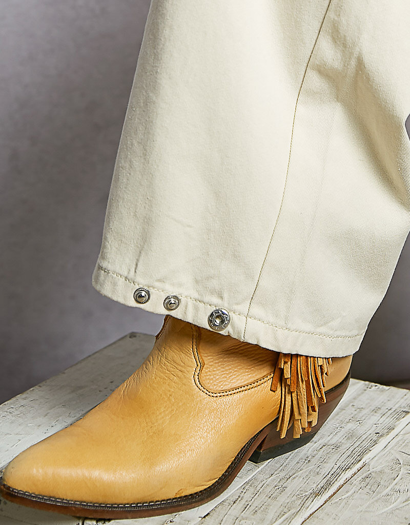 Twill Denim Patchwork Straight Pants