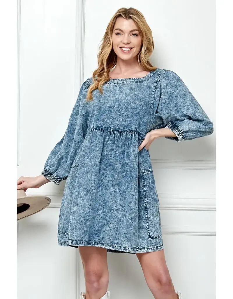 Danielle Denim Dress With Oversize Pockets Detail