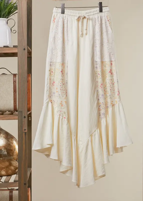 Floral Patchwork Ruffle Pants